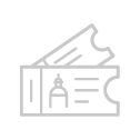 Line drawing of two overlapping event tickets, one with a star icon and stripe details, set against a plain background.