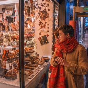 Beautiful window displays of Christmas chocolates in Toulouse